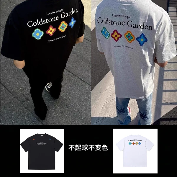 【黄子弘凡同款】COLDSTONE 四时花境花瓣春夏印花短袖T恤男女情侣