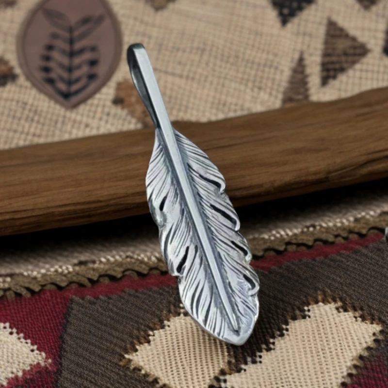 坠链均925银 black venom 素银风切直羽小羽毛吊坠