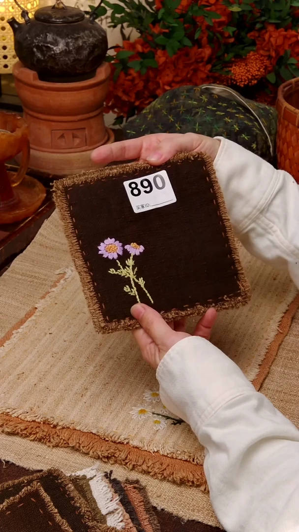 静*️Cici手作刺子绣柿染壶垫杯890