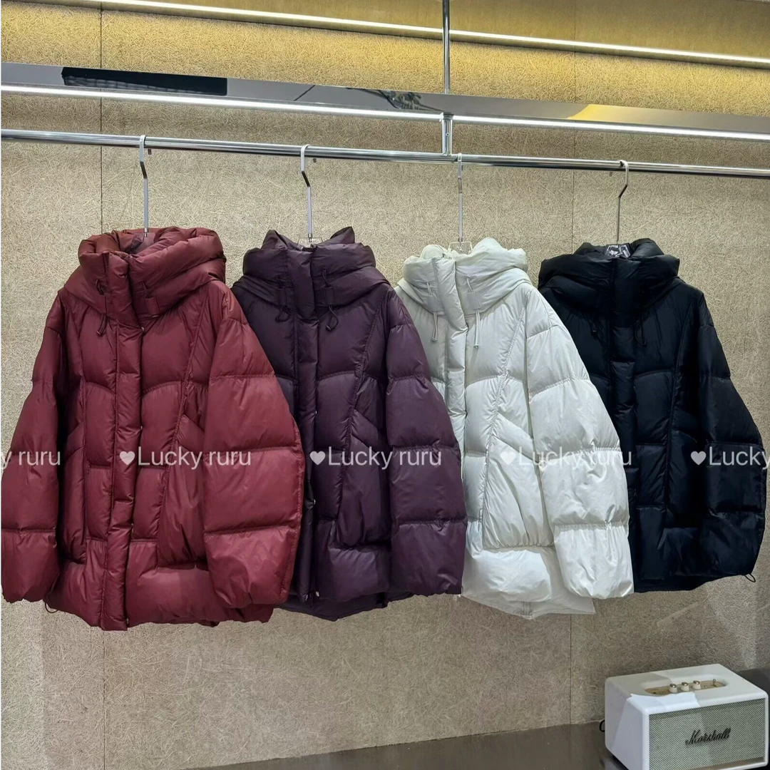 【欧蒂】韩版新款连帽休闲百搭大口袋中长款女加厚白鸭绒外套