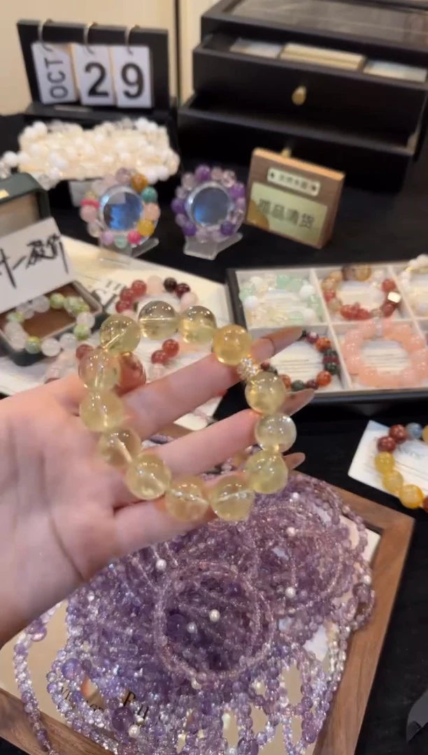 合金手链水晶黄水晶x3177