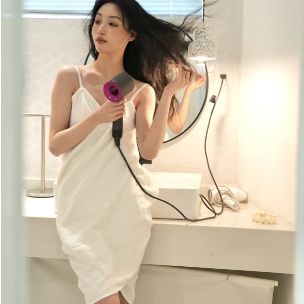 Rivance法式四层棉纱纯棉浴巾裙浴帽吊带裙吸水亲肤睡裙露背小众