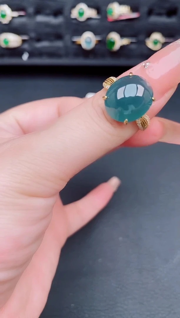 翡翠戒指银S925镶嵌天然a货翡翠112