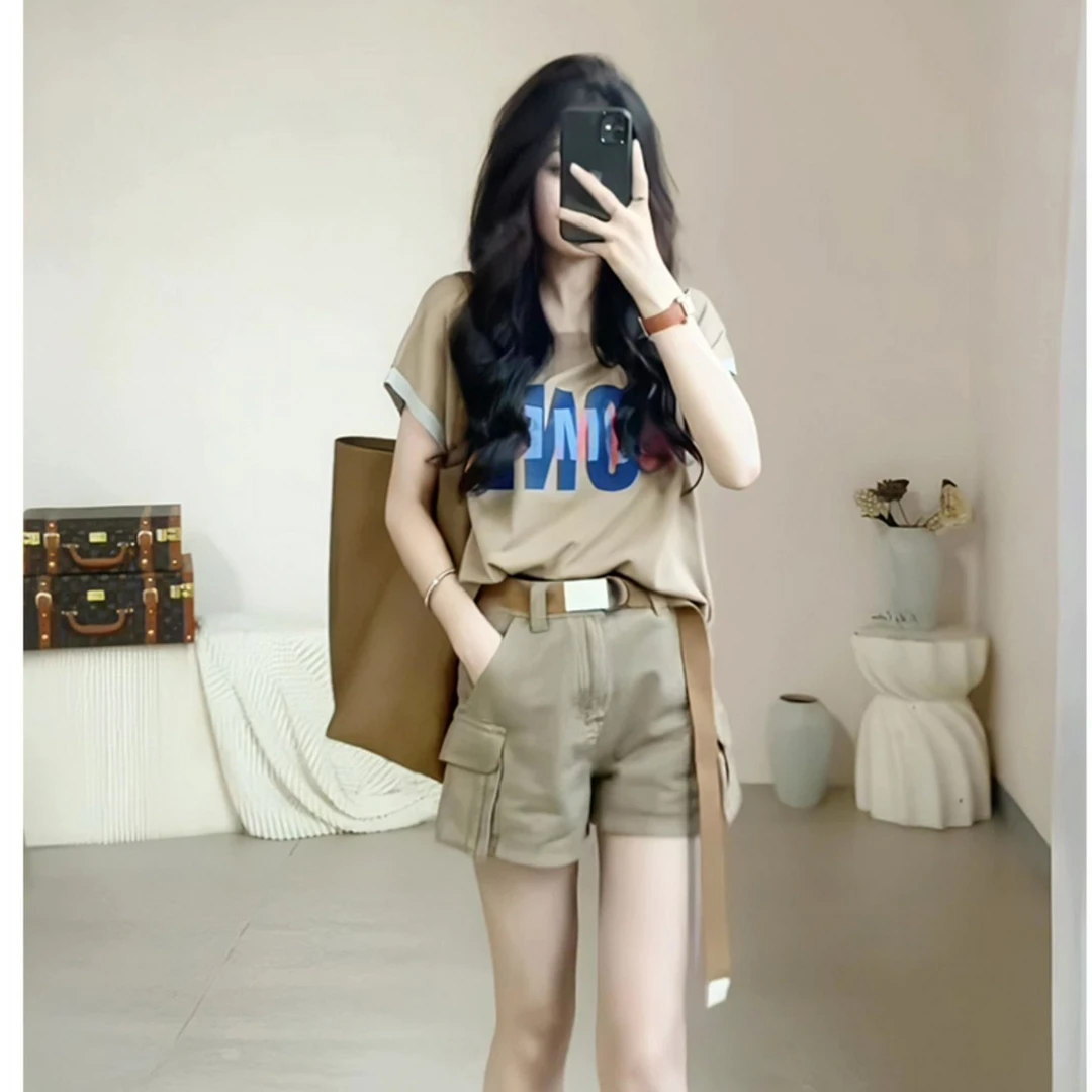 美式拼接小众短袖洋气衣服女小个子2025夏季新款T恤上衣潮牌宽松