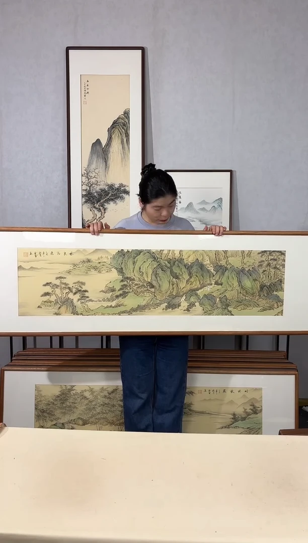 国画手绘*林泉高逸*52*172cm带框发货