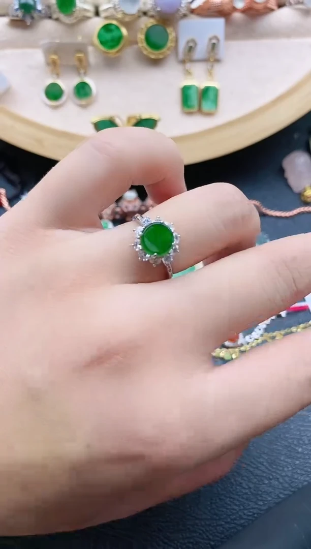 翡翠戒指银S925镶嵌11111