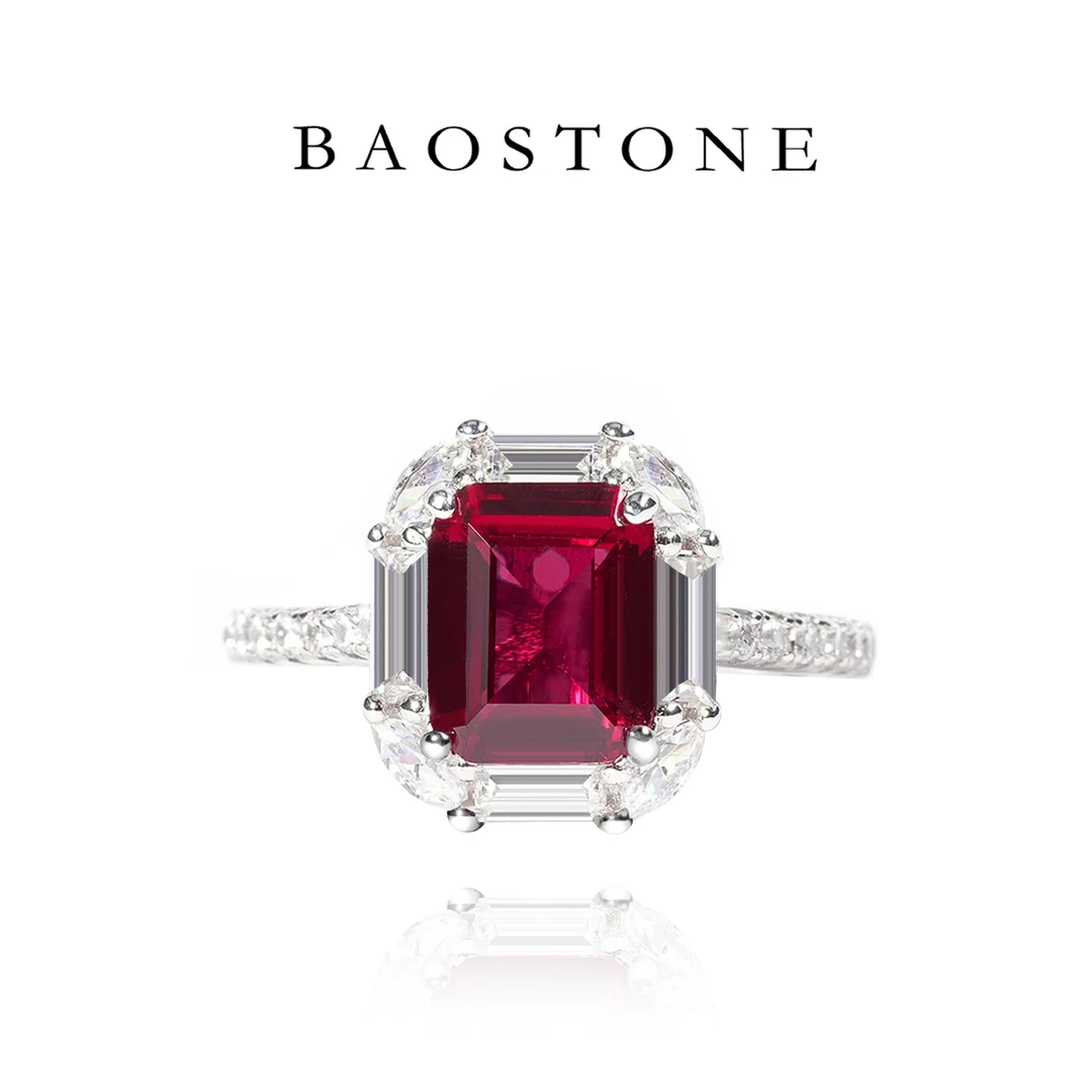 925银合成锆石戒指 925银合成锆石戒指【祖绿切红色戒指】百搭J247