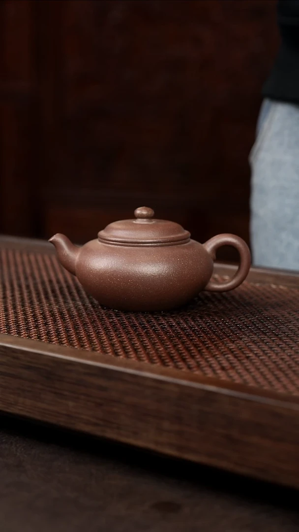 茶壶紫砂高温红降扁樱【带矿标证书】