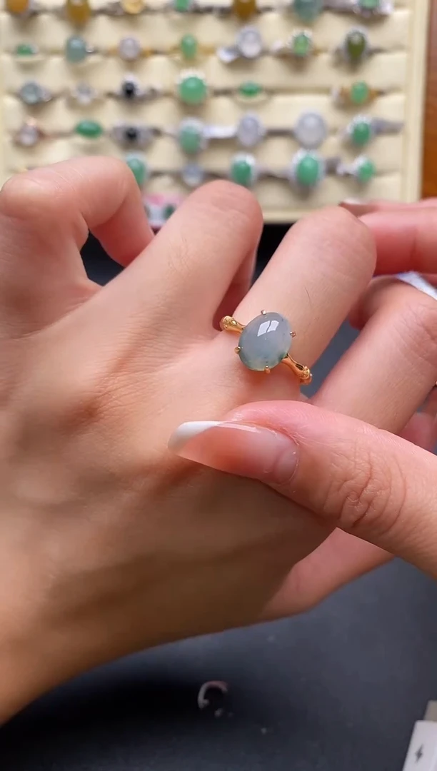 银S925镶嵌戒指翡翠5555555+7