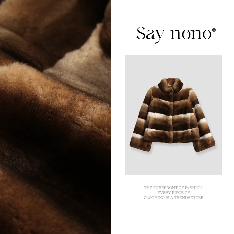 懒猫nono│Saynono 立领草黄色獭兔毛皮草上衣外套/MDL007