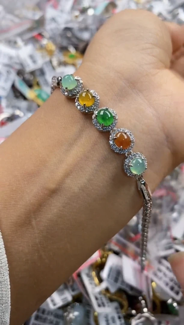 银S925镶嵌戒指翡翠4444----4