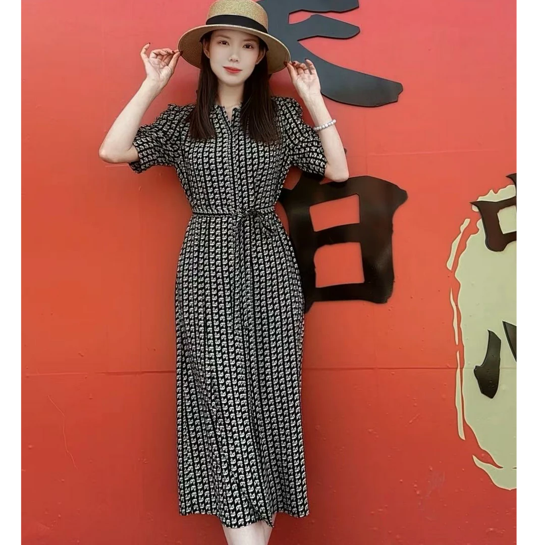 春夏季2025年爆款时尚修身碎花显瘦收腰气质裙子夏天连衣裙24035