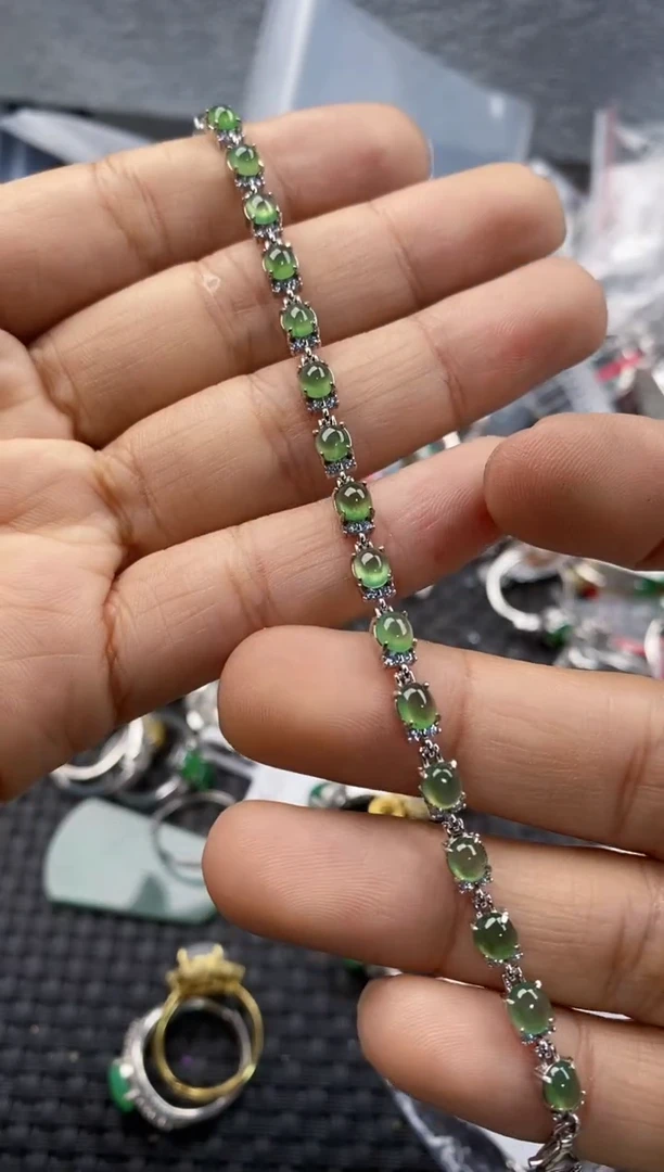 银S925镶嵌戒指翡翠10-10-10       7