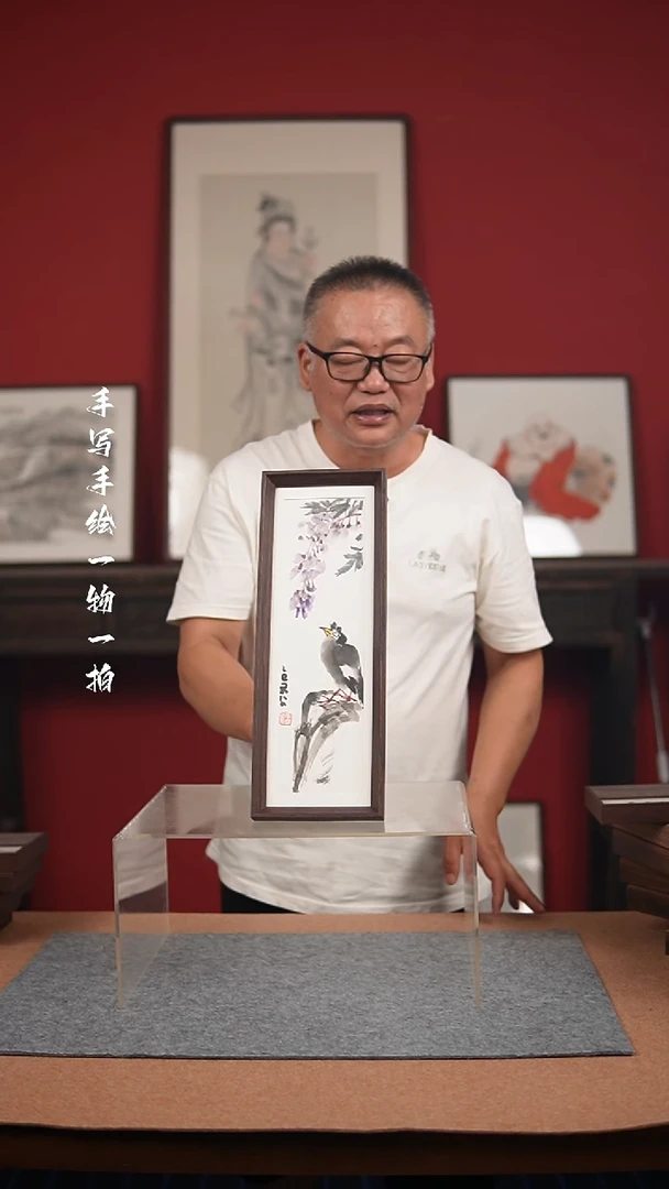 国画手绘-15*42摆台花鸟