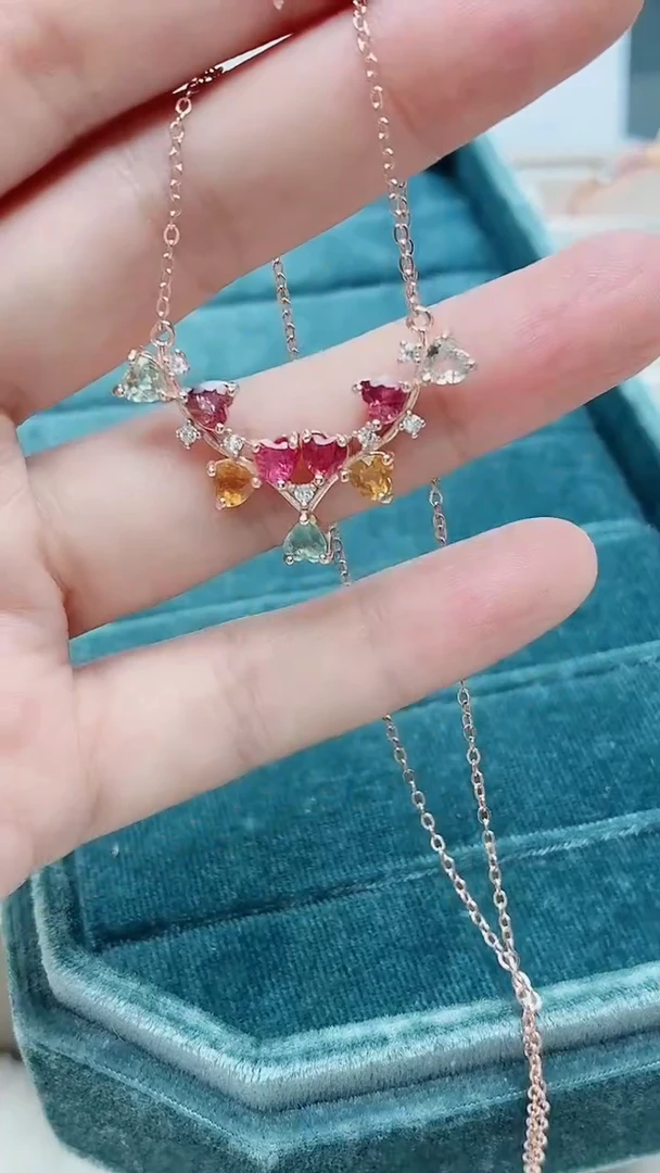 银S925镶嵌项链碧玺585ZB1114产品一个（多样性）1