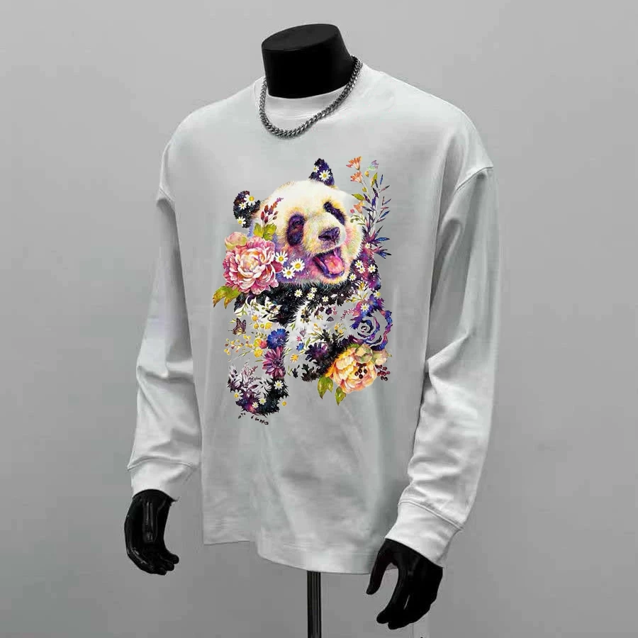 230g！重磅不透潮流简约轻奢设计师印花秋冬长袖百搭宽松上衣透气