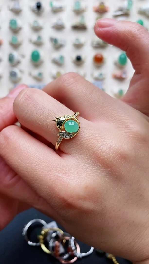 【闪购商品】翡翠戒指银S925镶嵌天然翡翠111  5+