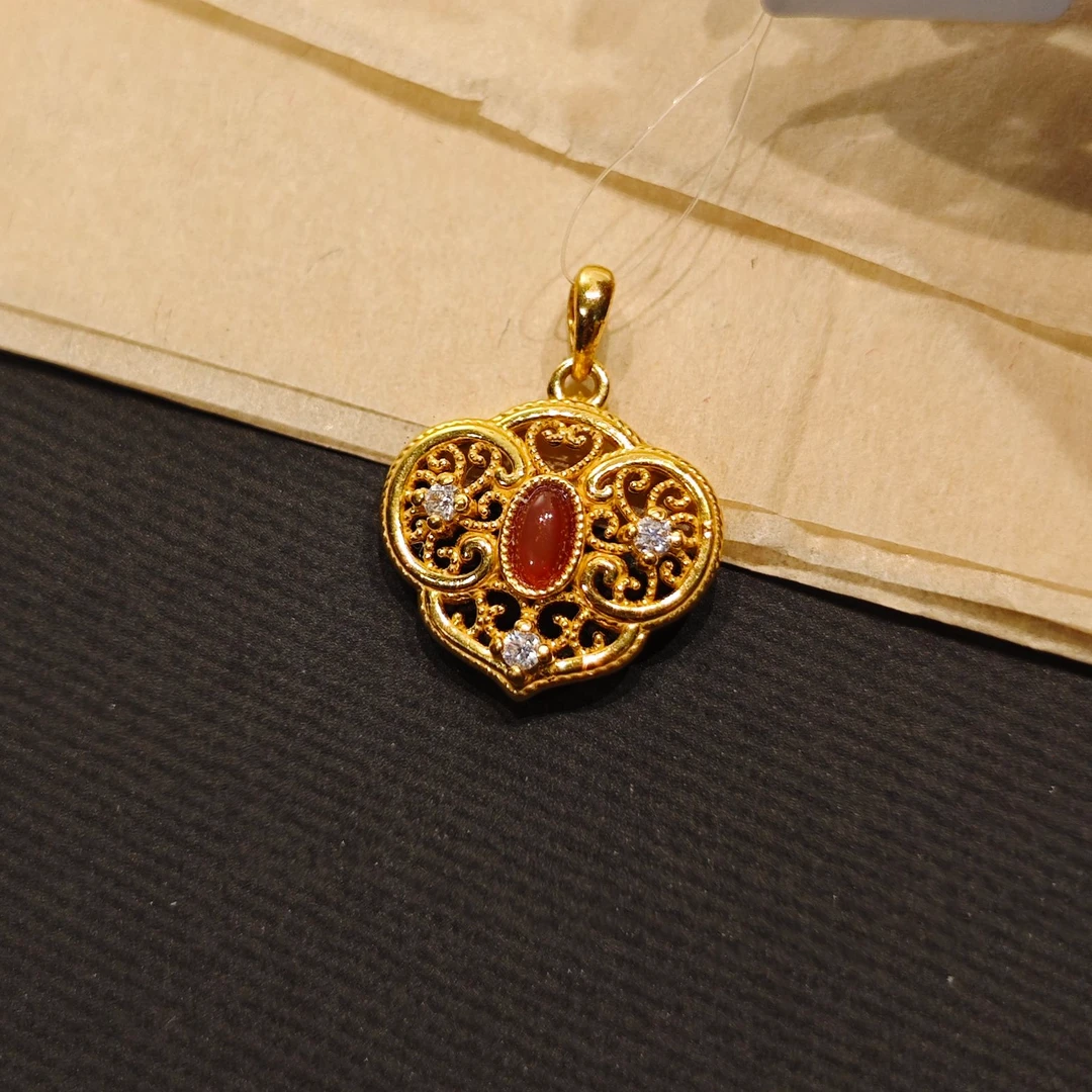 足金999 爱心如意吊坠