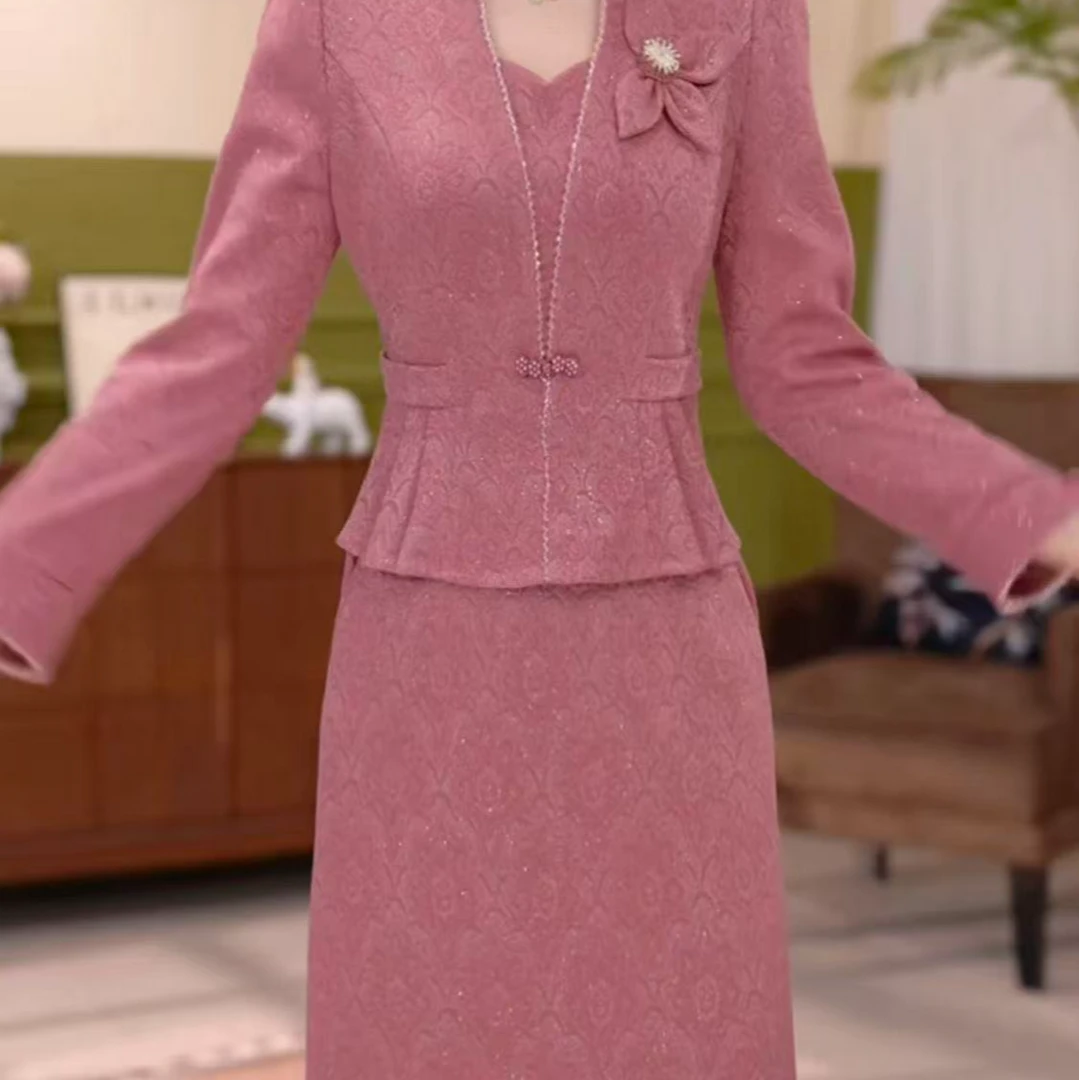 时尚气质显瘦假两件秋冬连衣裙秋季新款遮肚遮肉显高显白