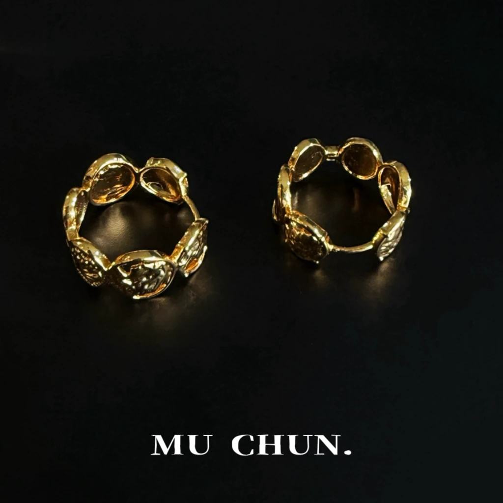 慕纯 铜合金耳饰 MUCHUN小众款法式肌理耳圈简约简约百搭耳环