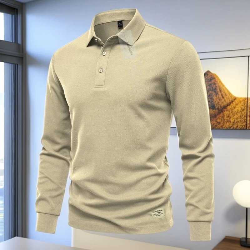 加绒百搭冬季男士polo衫长袖休闲修身商务翻领打底简约潮流纯色
