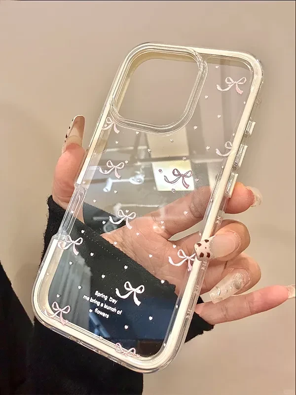 爱心蝴蝶结适用于iPhone6/15Promax二合一手机壳13/14/12创意防摔