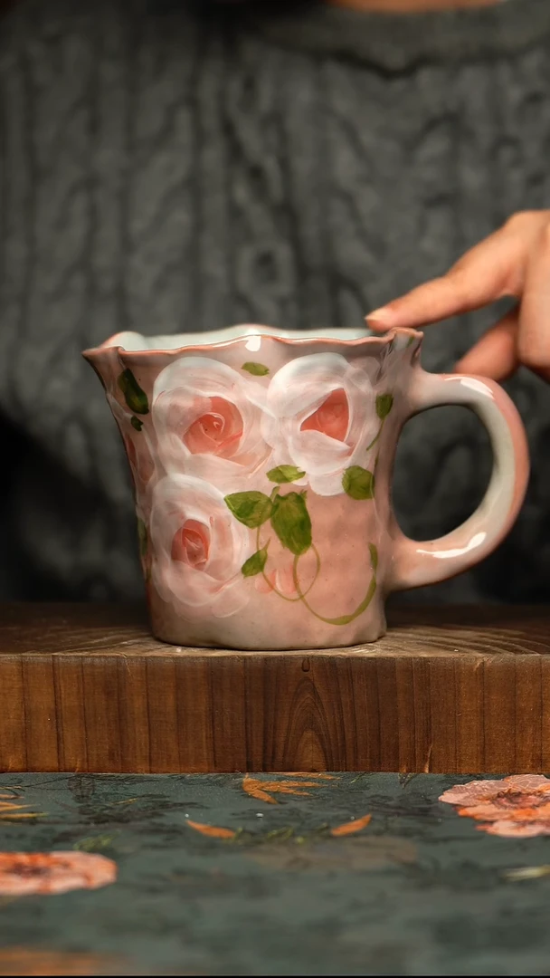 杯釉下彩手工手绘同款陶器