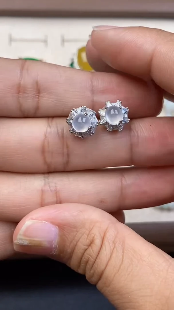 翡翠银S925镶嵌耳饰41414134