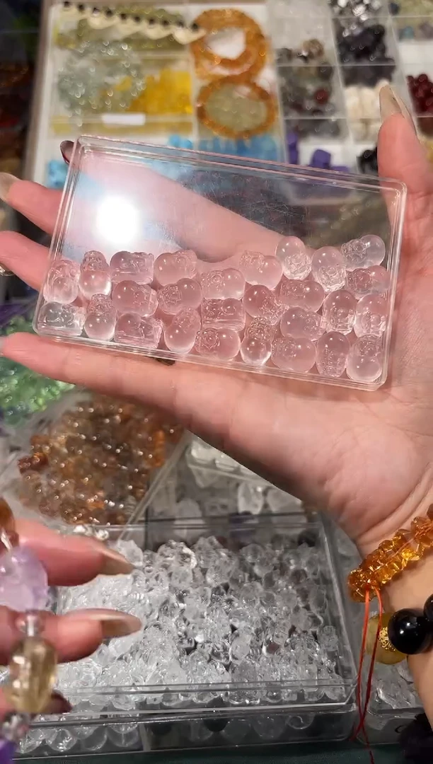 【闪购商品】水晶手串未镶嵌特级粉水晶貔貅一个宽卡9-10通孔