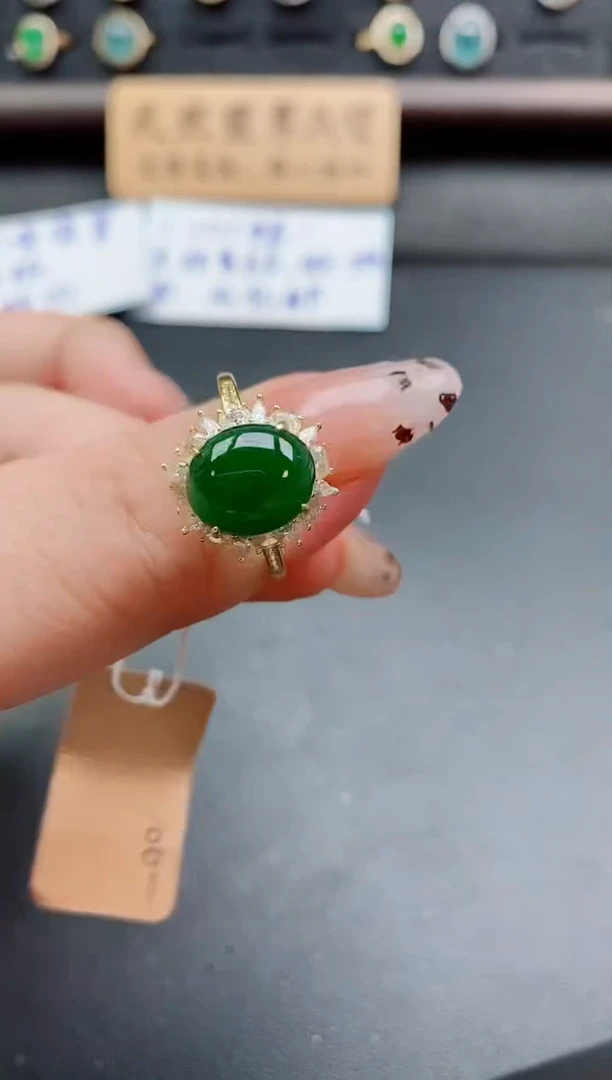 银S925镶嵌戒指翡翠1