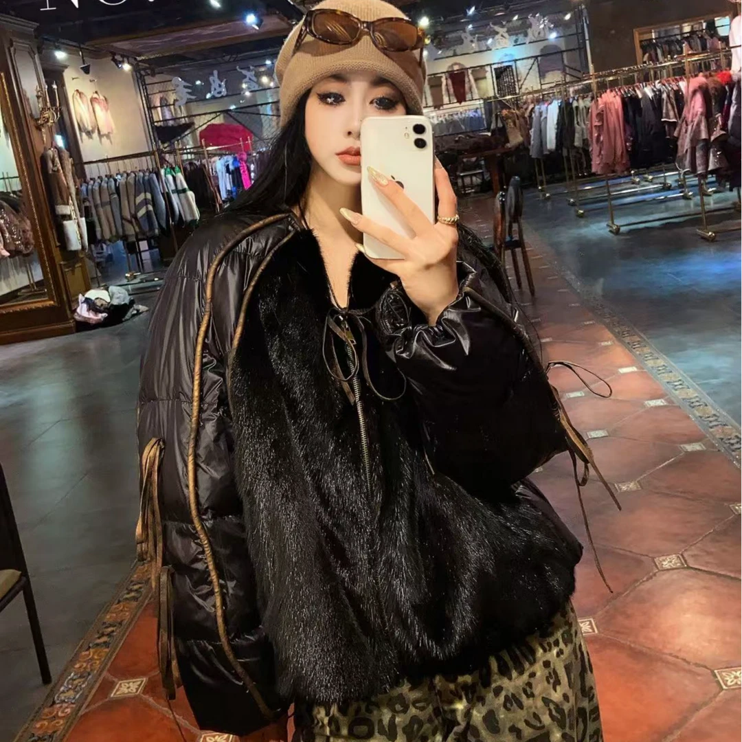 【CY】 83867-BE 2024冬季新款时尚轻奢水貂鹅绒皮草外套