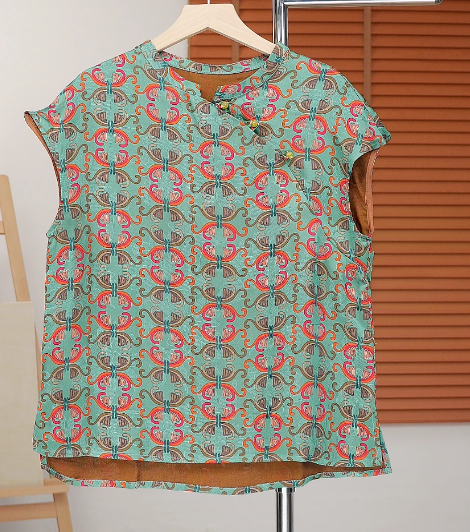 【和合如意】新中式蜀锦国风上衣时尚百搭宽松显瘦夏季清凉小衫