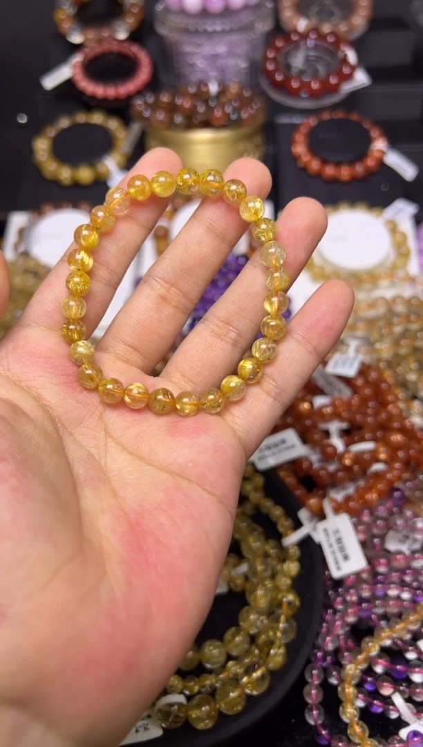 未镶嵌手串水晶金发晶6mm+