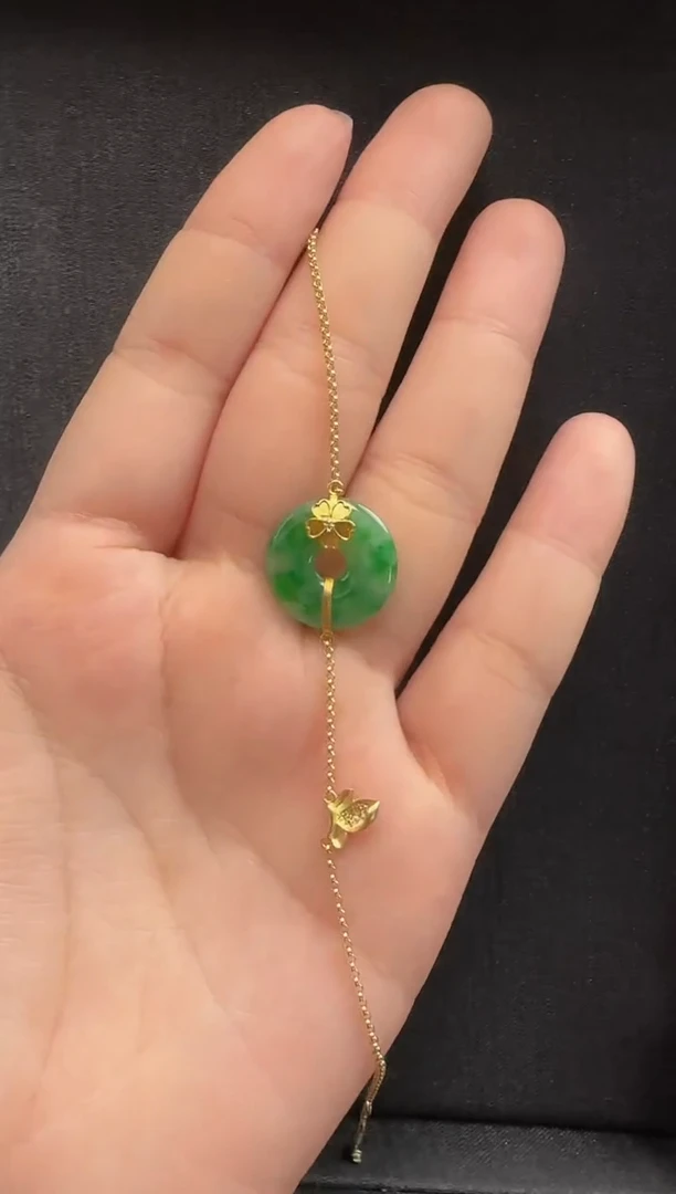 18K金镶嵌手链翡翠951平安扣一条