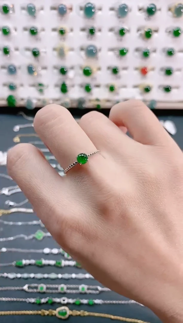 【闪购商品】翡翠戒指银S925镶嵌天然翡翠