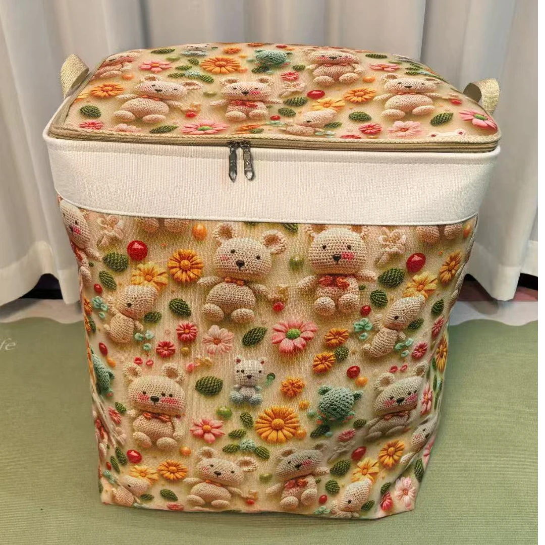 新款3D立体卡通小熊帆布收纳袋大容量加厚整理搬家神器