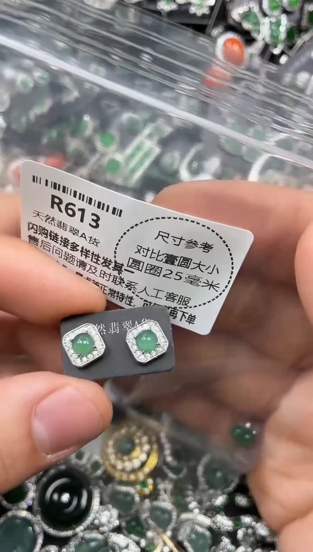 颈饰未镶嵌翡翠R613耳钉