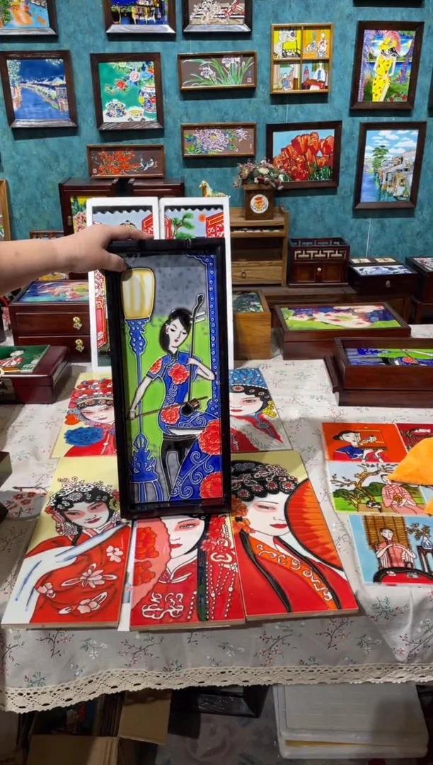 陶瓷拉二胡22*43双面茶盘