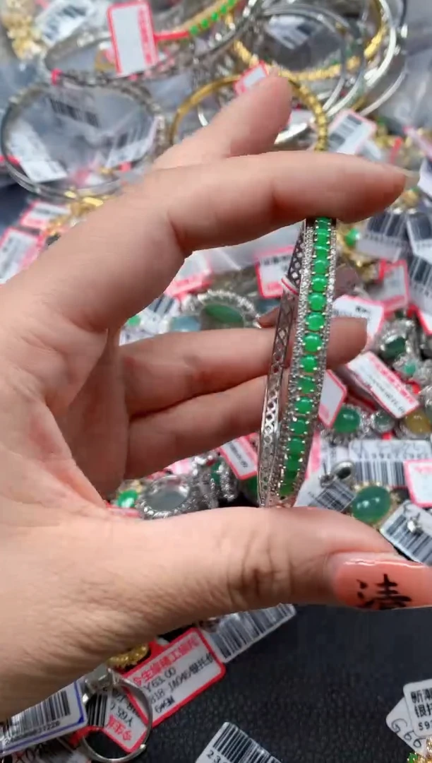 银S925镶嵌戒指翡翠天然A货缅甸翡翠