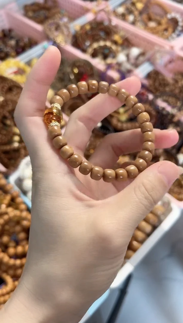 手串琥珀（花珀）未镶嵌龙脊手串搭配琥珀花珀 7*8mm