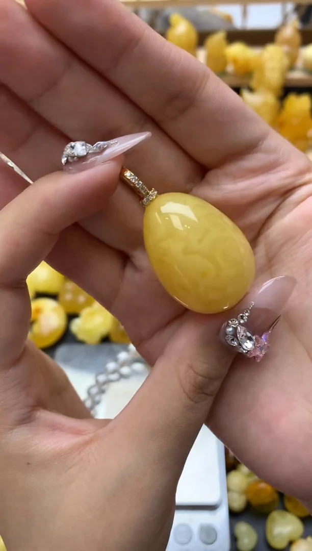 琥珀银S925镶嵌珠宝奇石061琥珀蜜蜡微瑕包括坑花粉杂裂冰花
