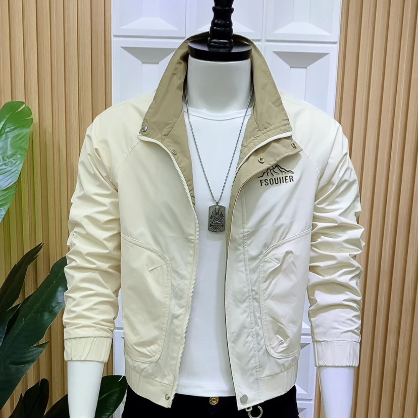 春季新款2025时尚百搭潮牌男士夹克痞帅休闲男外套韩版修身春秋款