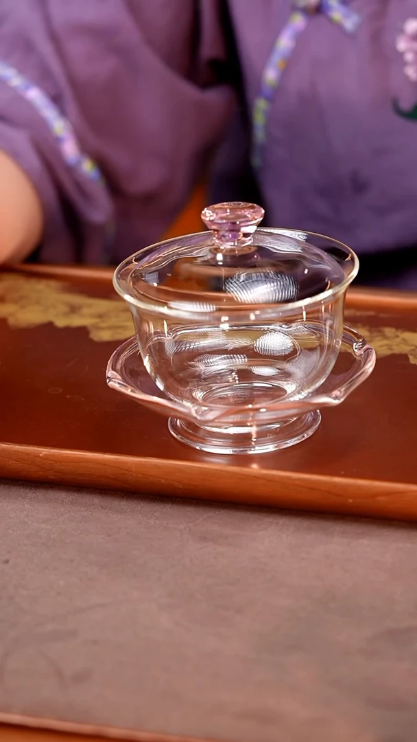 禾器/晶彩沁莲盖碗/浅粉/定制版