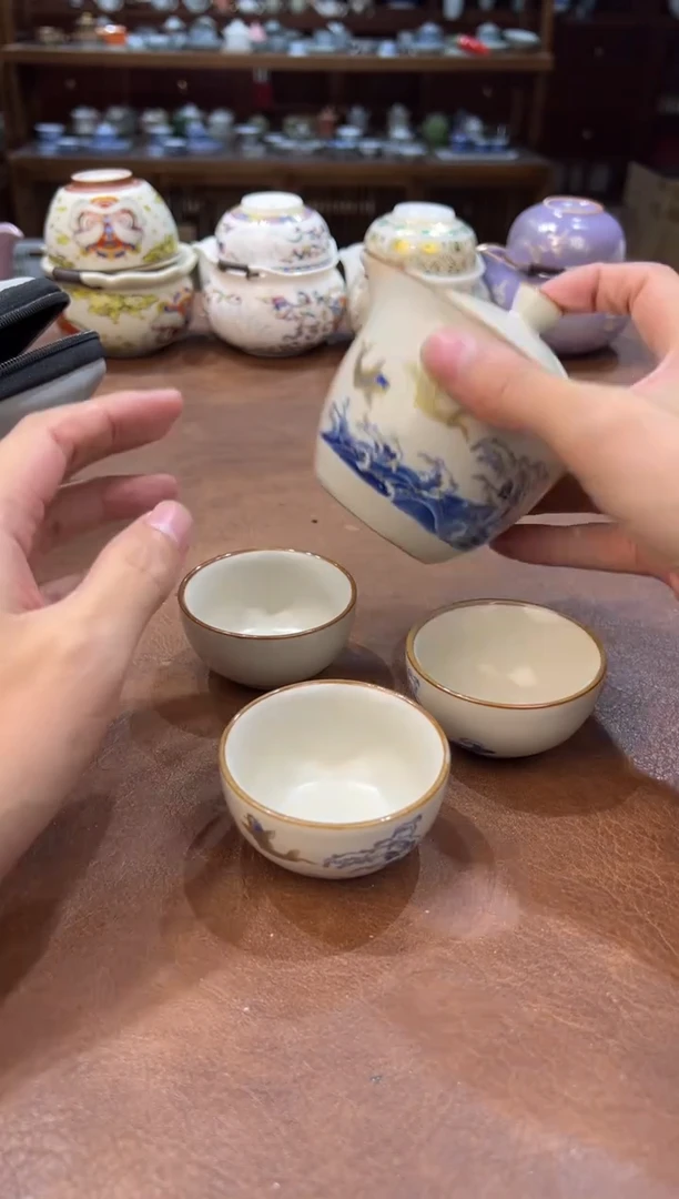 真的很便宜超好看会开片的旅行茶具