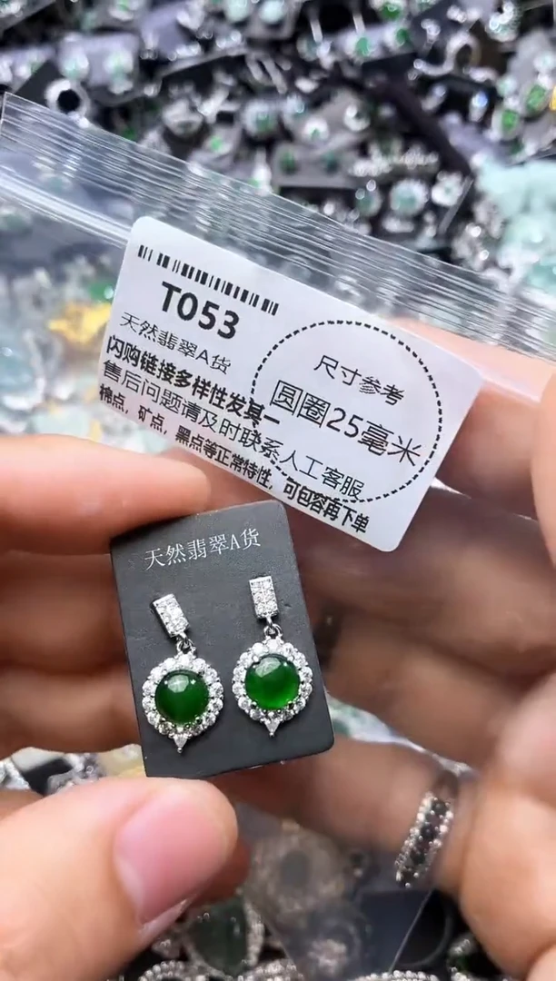 翡翠未镶嵌颈饰T053耳钉