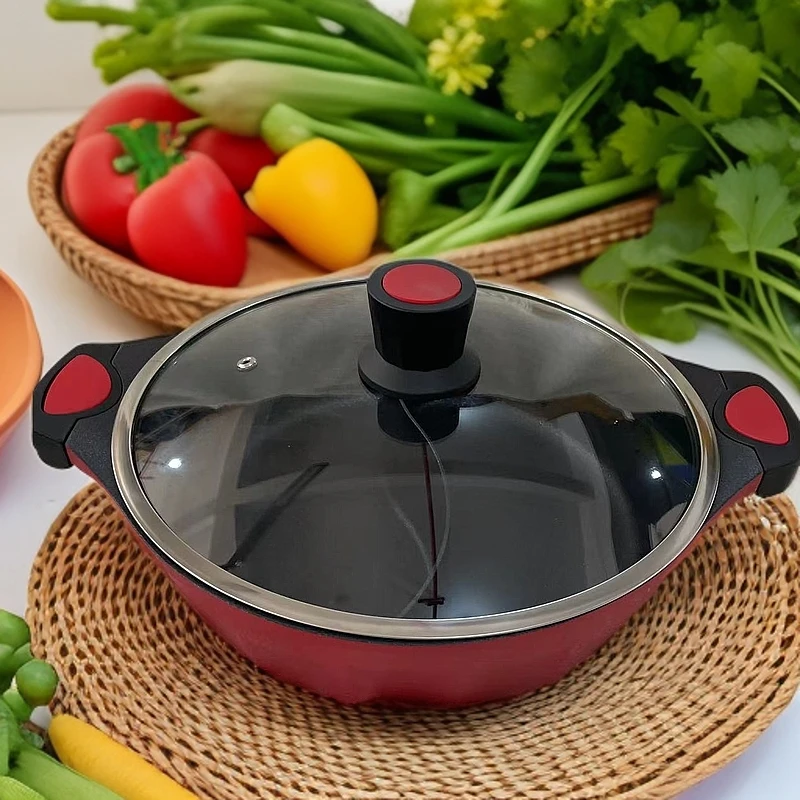 火锅要的仪式感多功能家用麦饭石鸳鸯火锅双色混发