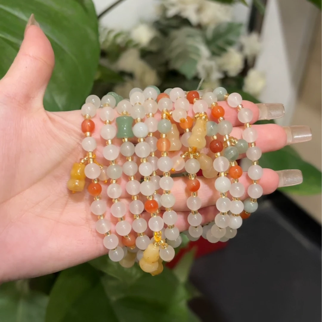 金丝玉手串圆珠卡6mm男女同款情侣闺蜜 经典时尚 多样性拍一发一