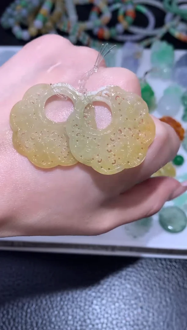 未镶嵌定制翡翠一对仿古耳坠