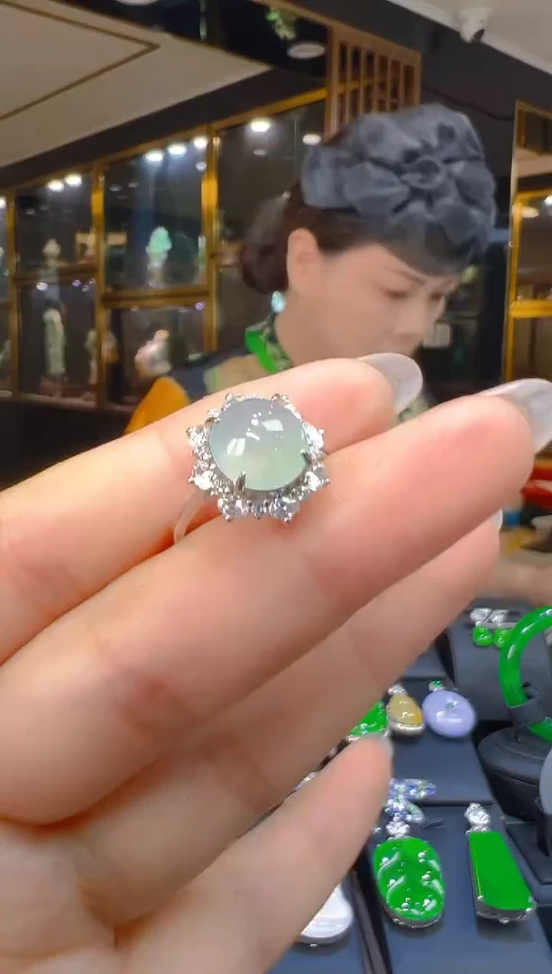银S925镶嵌戒指翡翠058(多样性发货发其一)
