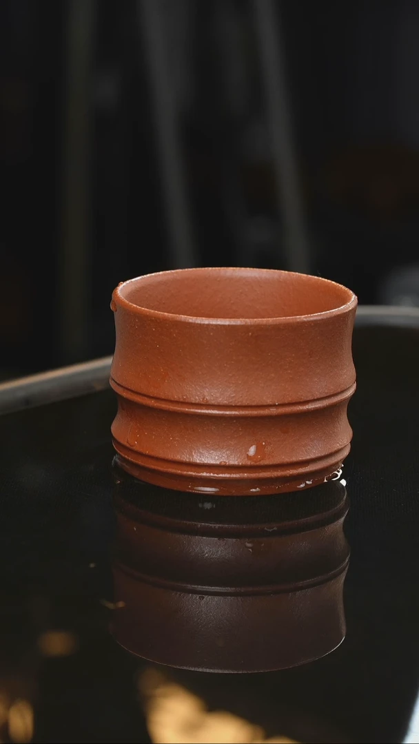 茶壶紫砂8 降坡泥竹节杯